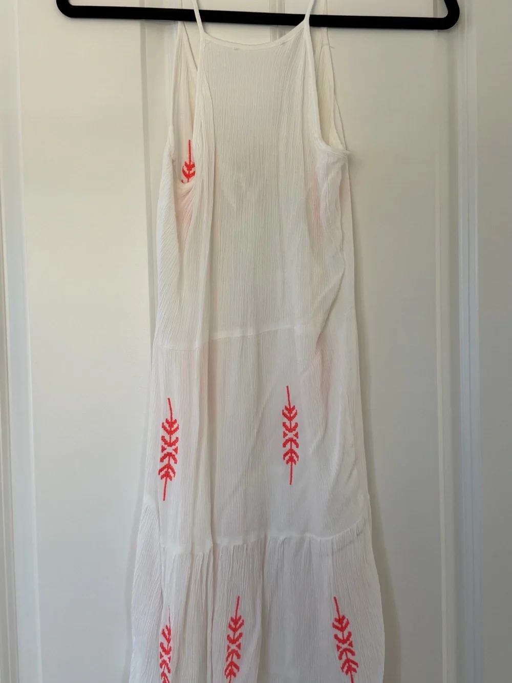 Women's White Swim Coverup with Coral Embroidery